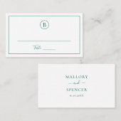 Traditionelle Smaragdgrüne Hochzeit Platzkarte (Vorne/Hinten)