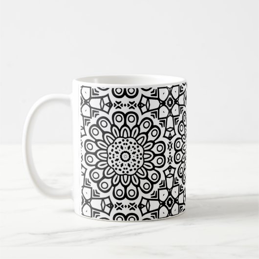 Traditionelle Sonnenblumen-Batik-Musterschmuck Kaffeetasse (Links)