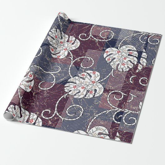 traditionelle Streifen und Blätter Geschenkpapier (Ungerollt)