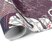 traditionelle Streifen und Blätter Geschenkpapier (Rolleneckpunkt)