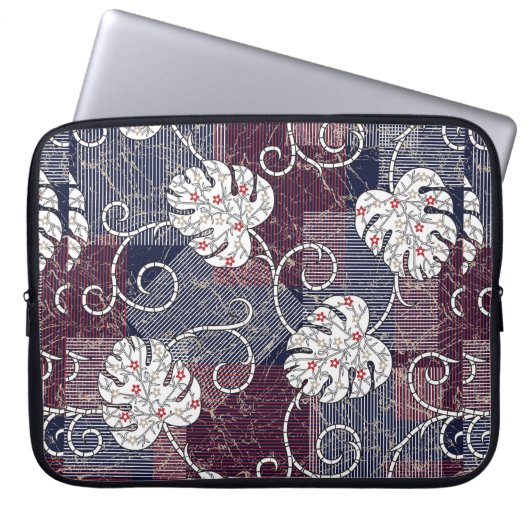 traditionelle Streifen und Blätter Laptopschutzhülle (Vorderseite)