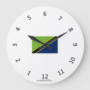 Traditionelle Suaheli-Uhr mit tansanischer Flagge Große Wanduhr