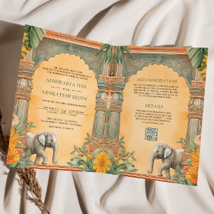 Traditionelle südindische Foto-QR-Code-Hochzeit Einladung