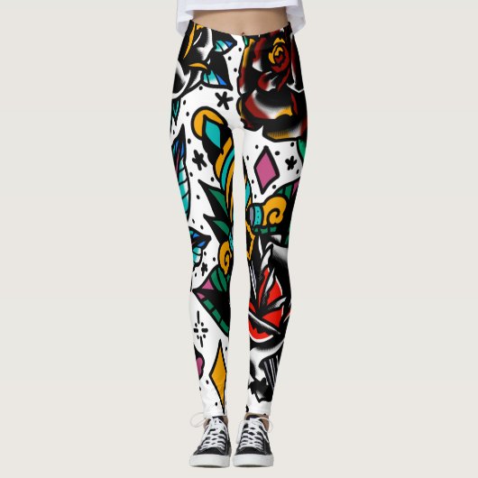 Traditionelle Tätowierungsblitz-Leggings Leggings (Vorderseite)