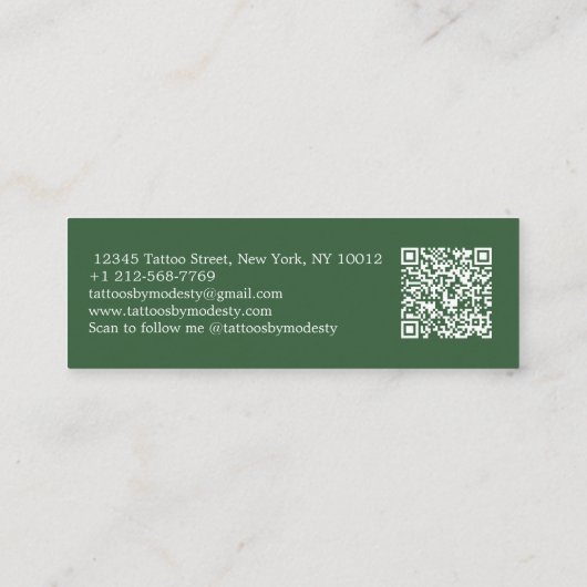 Traditionelle Tattoo-Blume Mini Visitenkarte (Rückseite)