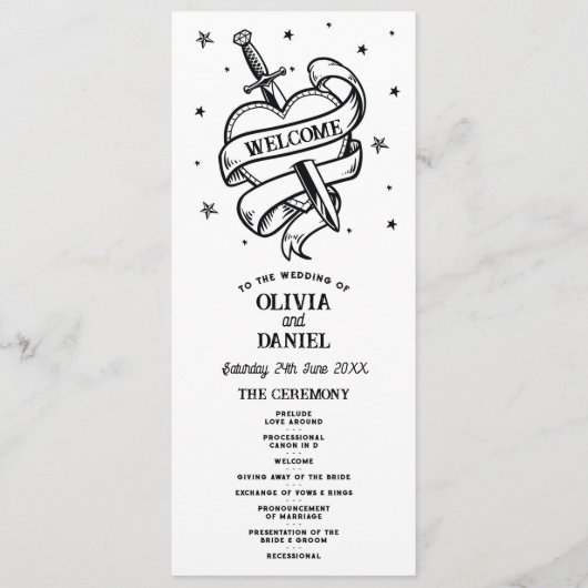 Traditionelle Tattoo Wedding Heart Zeremonie Detai Programm (Vorderseite)