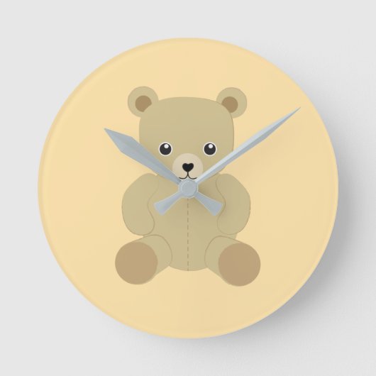Traditionelle Teddy Bear Round Clock Runde Wanduhr (Vorderseite)