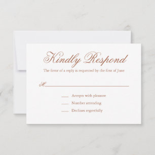 Traditionelle Terracotta Formal Elegante Hochzeit RSVP Karte