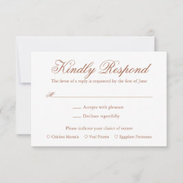 Traditionelle Terracotta Formal Elegante Hochzeit RSVP Karte