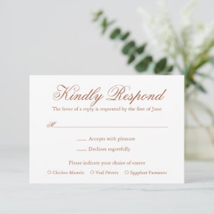 Traditionelle Terracotta Formal Elegante Hochzeit RSVP Karte