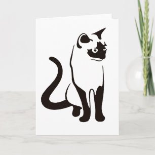 Traditionelle Thai Cat Minimalistisch Black Kontur Karte