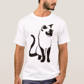 Traditionelle Thai Cat Minimalistisch Black Kontur T-Shirt (Vorderseite)