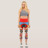 Traditionelle Tiki Mask Capri Leggings (Vorderseite)
