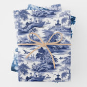 Traditionelle Toile de Jouy, Blaue Willow Muster Geschenkpapier Set (Beispiel)