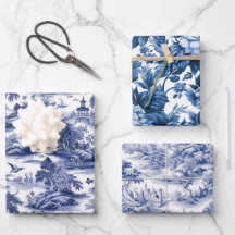 Traditionelle Toile de Jouy, Blaue Willow Muster