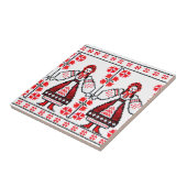 Traditionelle ukrainische Stickereimädchen Fliese (Seite)