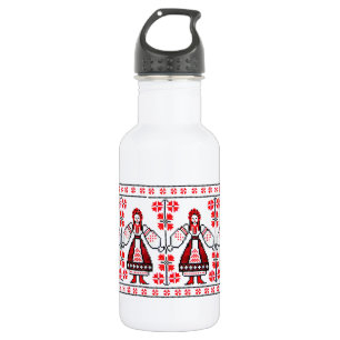 Traditionelle ukrainische Stickereiukraine-Mädche Edelstahlflasche