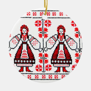 Traditionelle ukrainische Stickereiukraine-Mädche Keramikornament