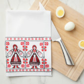 Traditionelle ukrainische Stickereiukraine-Mädchen Geschirrtuch (Viertel Falte)