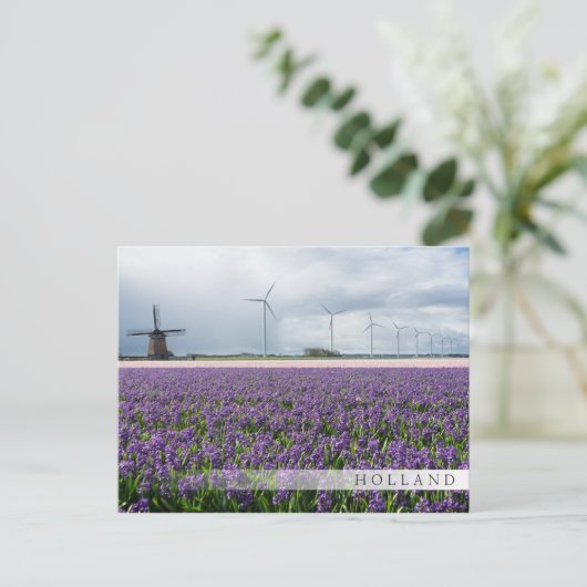 Traditionelle und moderne Windmühle, Holland Bar c Postkarte (Stehend Vorderseite)