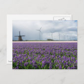 Traditionelle und moderne Windmühle, Holland Postc Postkarte (Vorne/Hinten)