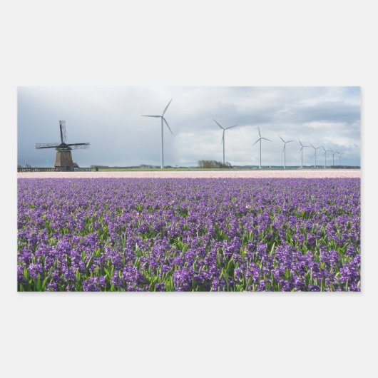Traditionelle und moderne Windmühle in Holland Auf Rechteckiger Aufkleber (Vorderseite)