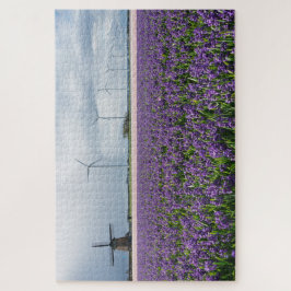Traditionelle und moderne Windmühlen mit Blumen Puzzle