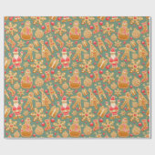 Traditionelle und niedliche Lebkuchen-Plätzchen Geschenkpapier (Flach)