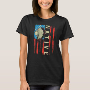 Traditionelle US-Flagge Häuptling der Native Ameri T-Shirt