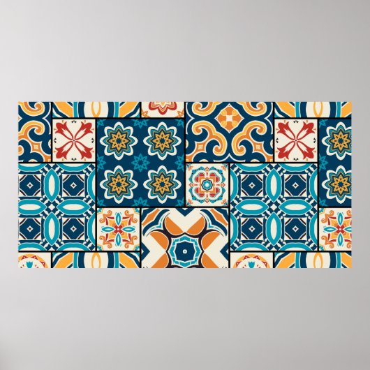 Traditionelle, verzierte portugiesische Dekorfarbe Poster (Vorne)