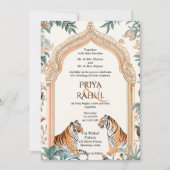 Traditionelle Vintage Tigers-Hochzeit Einladung (Vorderseite)