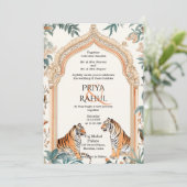 Traditionelle Vintage Tigers-Hochzeit Einladung (Stehend Vorderseite)