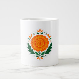 Traditionelle Volkskunst Ringelblumen-Kaffeetasse Jumbo-Tasse