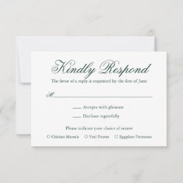 Traditionelle Waldgrün-formale Hochzeit RSVP Karte