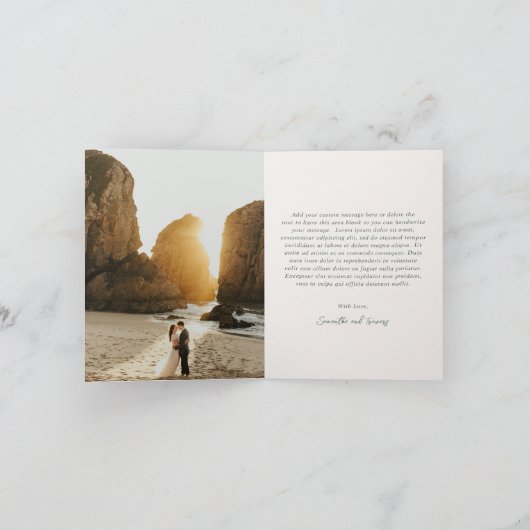 Traditionelle Waldgrüne Hochzeit Dankeskarte (Innenseite)