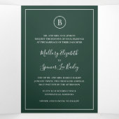 Traditionelle Waldgrüne Hochzeit Dreifach Gefaltete Einladung (Innenseite Mitte)