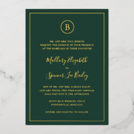 Traditionelle Waldgrüne Hochzeit Folieneinladung