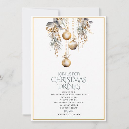 Traditionelle Wasserfarbe Winter Frohe Weihnachten Einladung (Vorderseite)