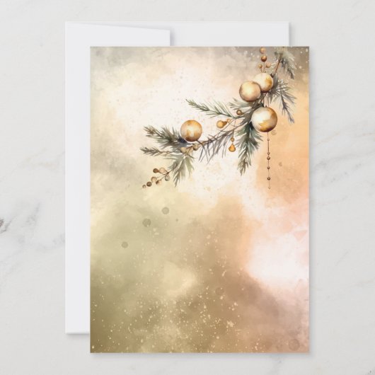 Traditionelle Wasserfarbe Winter Frohe Weihnachten Einladung (Rückseite)