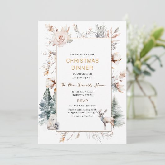 Traditionelle Wasserfarbe Winter Frohe Weihnachten Einladung (Stehend Vorderseite)