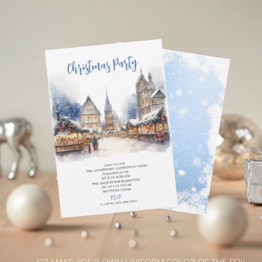 Traditionelle Wasserfarbe Winter Frohe Weihnachten Einladung