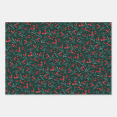Traditionelle Wasserfarben-Weihnachtsbeeren Geschenkpapier Set (Vorderseite)