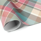 Traditionelle Weihnachten Kariert Blue Brown Red P Geschenkpapier (Rolleneckpunkt)