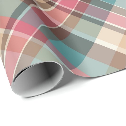 Traditionelle Weihnachten Kariert Blue Brown Red P Geschenkpapier (Rolleneckpunkt)