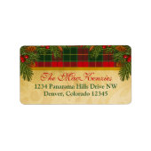 Traditionelle Weihnachten Karierte Weihnachten Rüc Adressaufkleber (Vorne)