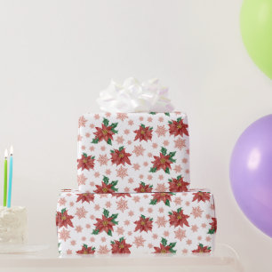 Traditionelle Weihnachten Rot und Grün Botanisch Geschenkpapier