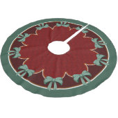 Traditionelle weihnachtliche Grüne Bows Rote Kreis Polyester Weihnachtsbaumdecke (Schrägansicht)
