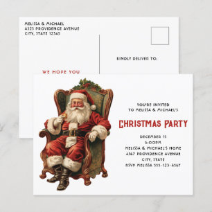 Traditionelle Weihnachts-Einladung mit Vintage-San Postkarte
