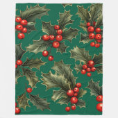Traditionelle Weihnachts-Holly-Akzente Fleecedecke (Vorderseite)