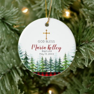Traditionelle Weihnachts-Personalisierte Taufe für Keramik Ornament